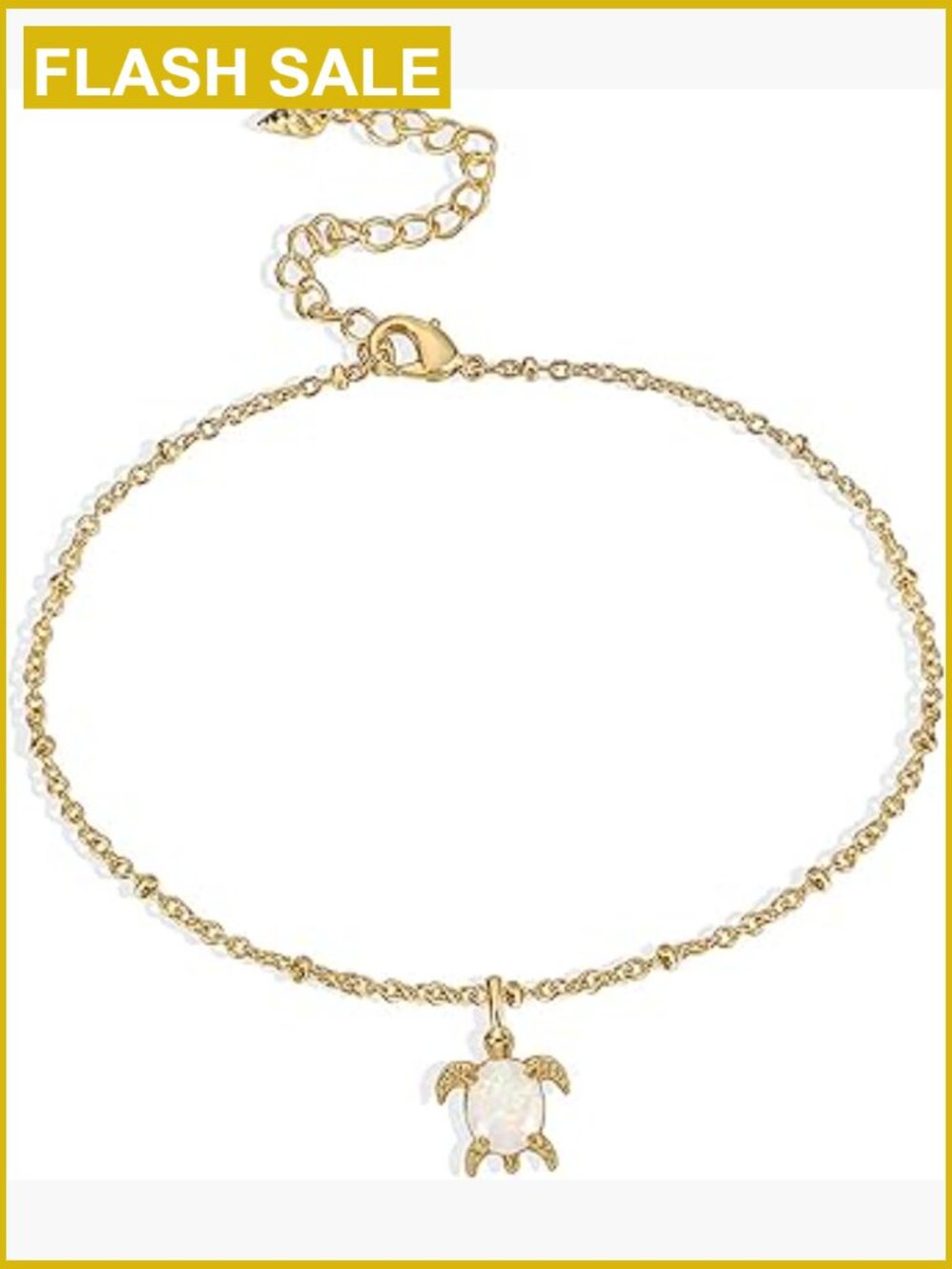 18K Gold Plated Adjustable Anklet with Turtle Charm Foot Jewelry